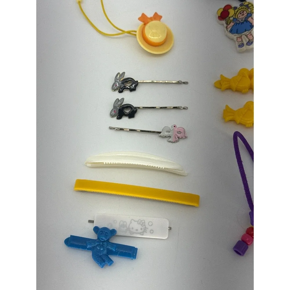 Vintage 1980s Kids Hair Accessories Lot Barrettes Clips Charms Cabbage Patch 20